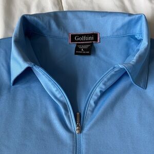 Golftini Women's Light Blue Zip-Front Polo Top
